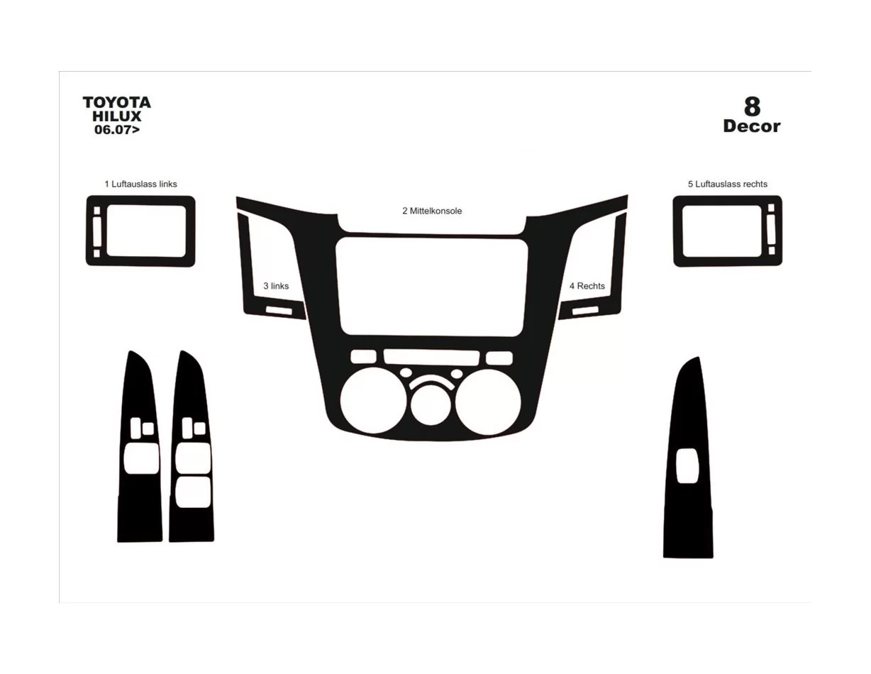 Toyota Hilux MK7 2004–2015 Inleg dashboard Interieurset aansluitend en pasgemaakt op he 8-Teile - 1