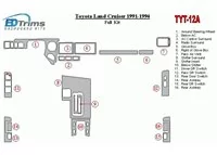 Toyota Land Cruiser 1990-1994 Volledige set interieur BD Dash Trim Kit - 2 Toyota Land Cruiser 1990-1994 Volledige set interieur BD Dash Trim Kit - 2