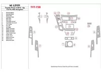 Toyota Pius V 2012-UP Full Set, With NAVI Interior BD Dash Trim Kit - 1 - Interior Dash Trim Kit