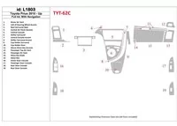 Toyota Prius 2010-UP Volledige set, met NAVI-systeem Interieur BD Dash Trim Kit - 1