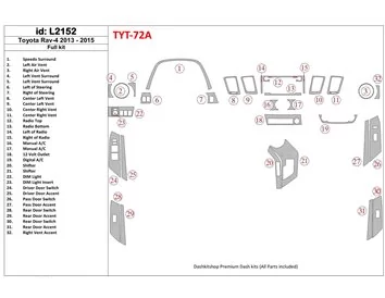Toyota RAV-4 2013-2015 Ensemble complet de garnitures de tableau de bord intérieur BD - 1