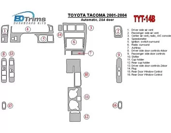 Toyota Tacoma 2000-2004 Automatic Gear, 2&4 Doors Interior BD Dash Trim Kit - 1