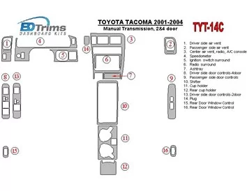 Toyota Tacoma 2000-2004 Boîte de vitesses manuelle, 2 et 4 portes Intérieur BD Dash Trim Kit - 1