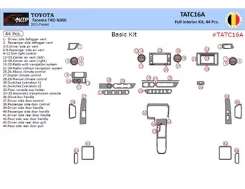Toyota Tacoma 2016-2020 Kit de garniture de tableau de bord intérieur 3D Dash Trim Dekor 44-Parts - 1