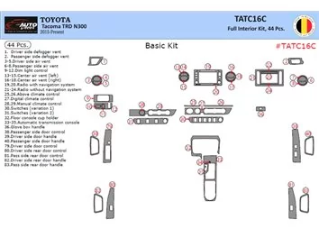 Toyota Tacoma DoubleCab 2016-2020 Kit de garniture de tableau de bord intérieur 3D Dash Trim Dekor 44-Parts - 1