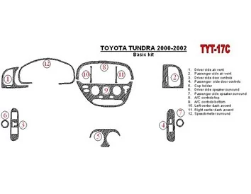 Toyota Tundra 2000-2002 2 et 4 portes, ensemble de base, ensemble de 12 pièces Kit de garniture de tableau de bord intérieur BD 