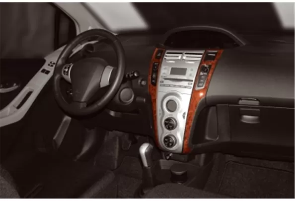 Toyota Yaris 12.05-12.09 Kit de garnitures de tableau de bord intérieur 3D Dash Trim Dekor 2-Parts - 1 Toyota Yaris 12.05-12.09 Kit de garnitures de tableau de bord intérieur 3D Dash Trim Dekor 2-Parts - 1