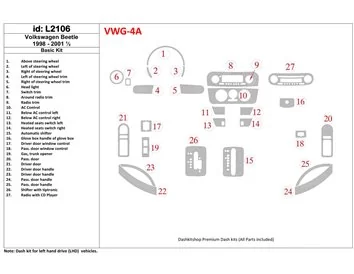 Volkswagen Beetle 1998-2001 Kit de garniture de tableau de bord intérieur BD - 1