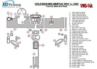 Volkswagen Beetle 2001-2005 Ensemble complet de garnitures de tableau de bord intérieur BD - 3