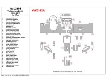 Volkswagen Beetle 2006-2011 Ensemble complet, Toit souple-Coupé Non-Cabrio Intérieur BD Dash Trim Kit - 1