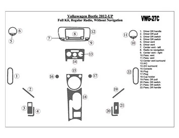 Volkswagen Beetle 2012-UP Ensemble complet, audio standard, sans kit de garniture de tableau de bord intérieur NAVI BD - 1