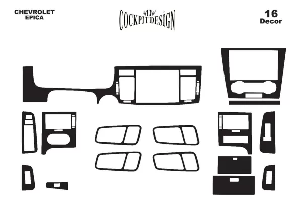 Chevrolet Epica 01.2007 Kit de garniture de tableau de bord intérieur 3D Dash Trim Dekor 7-Parts - 1