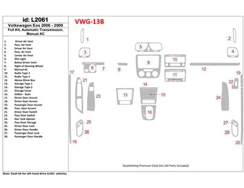Volkswagen EOS 2006-2009 Ensemble complet, boîte de vitesses automatique, climatisation intérieure BD Dash Trim Kit - 1