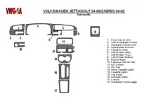 Volkswagen Golf 1994-1998 Automatische Versnellingsbak, 18 Onderdelen set Interieur BD Dash Trim Kit - 1 Volkswagen Golf 1994-1998 Automatische Versnellingsbak, 18 Onderdelen set Interieur BD Dash Trim Kit - 1