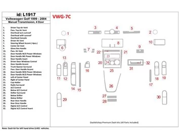 Volkswagen Golf 1999-2004 4 Portes, Boîte de Vitesse Manuelle Intérieur BD Décoration de Tableau de Bord - 1