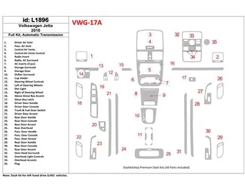 Volkswagen Jetta 2010-2010 Ensemble complet, kit de garniture de tableau de bord intérieur BD à engrenage automatique