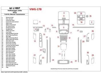 Volkswagen Jetta 2010-2010 Ensemble complet, kit de garniture de tableau de bord intérieur BD pour boîte de vitesses manuelle - 