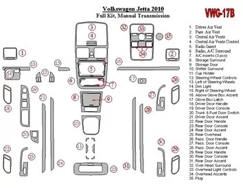 Volkswagen Jetta 2010-2010 Ensemble complet, kit de garniture de tableau de bord intérieur BD pour boîte de vitesses manuelle
