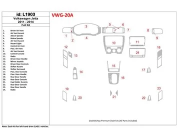 Volkswagen Jetta 2011-UP Ensemble complet, sans kit de garniture de tableau de bord intérieur NAVI BD - 1