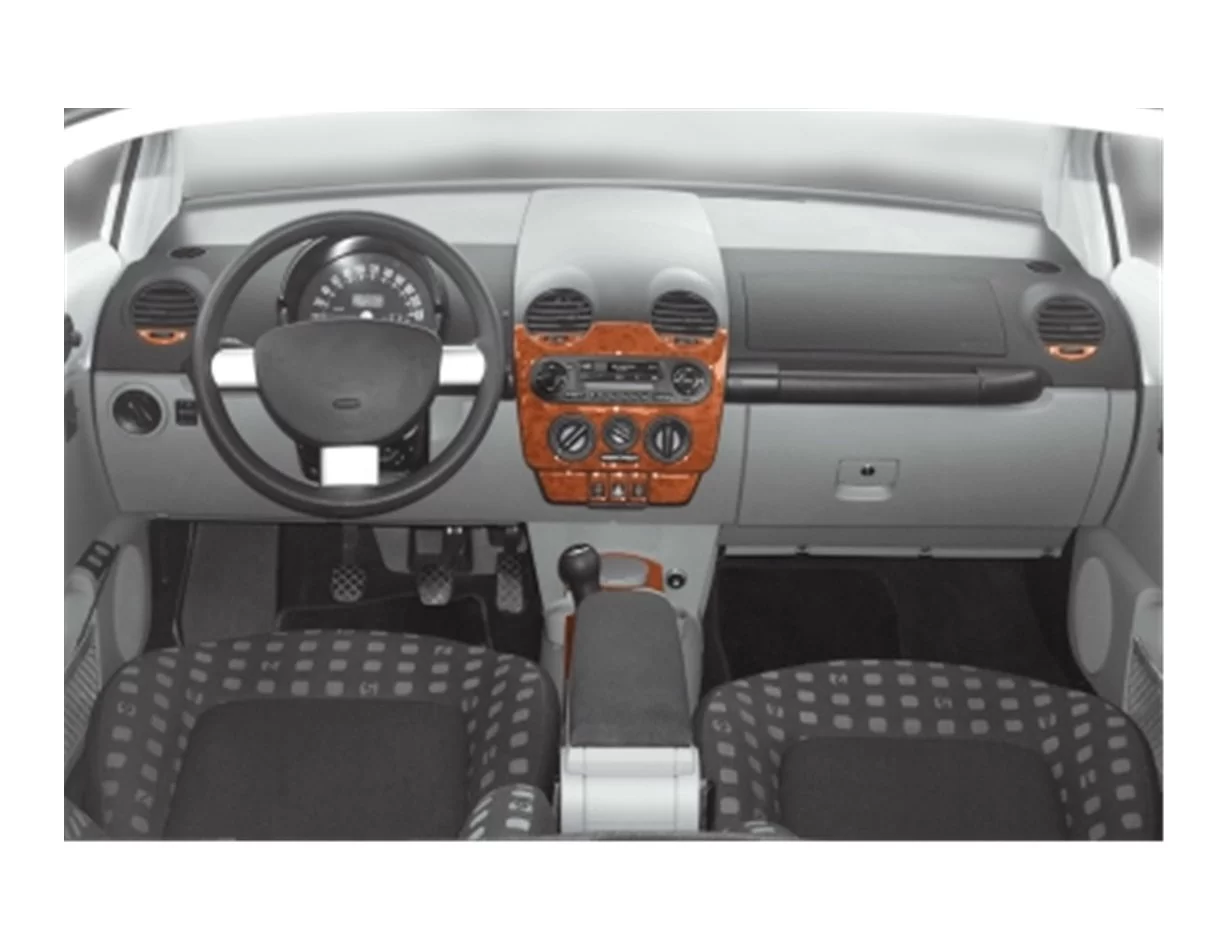 Volkswagen New Beettle 03.98-04.02 Kit de garniture de tableau de bord intérieur 3D Dash Trim Dekor 11-Parts - 1