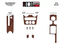 Volkswagen New Beettle 03.98-04.02 Kit de garniture de tableau de bord intérieur 3D Dash Trim Dekor 11-Parts - 2 Volkswagen New Beettle 03.98-04.02 Kit de garniture de tableau de bord intérieur 3D Dash Trim Dekor 11-Parts - 2