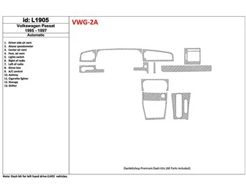 Volkswagen Passat 1995-1997 Boîte de vitesses automatique, kit de 11 pièces intérieures BD Dash Trim Kit - 1