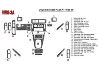 Volkswagen Passat 1998-1999 Ensemble complet, ensemble de 24 pièces Kit de garniture de tableau de bord intérieur BD - 2 Volkswagen Passat 1998-1999 Ensemble complet, ensemble de 24 pièces Kit de garniture de tableau de bord intérieur BD - 2