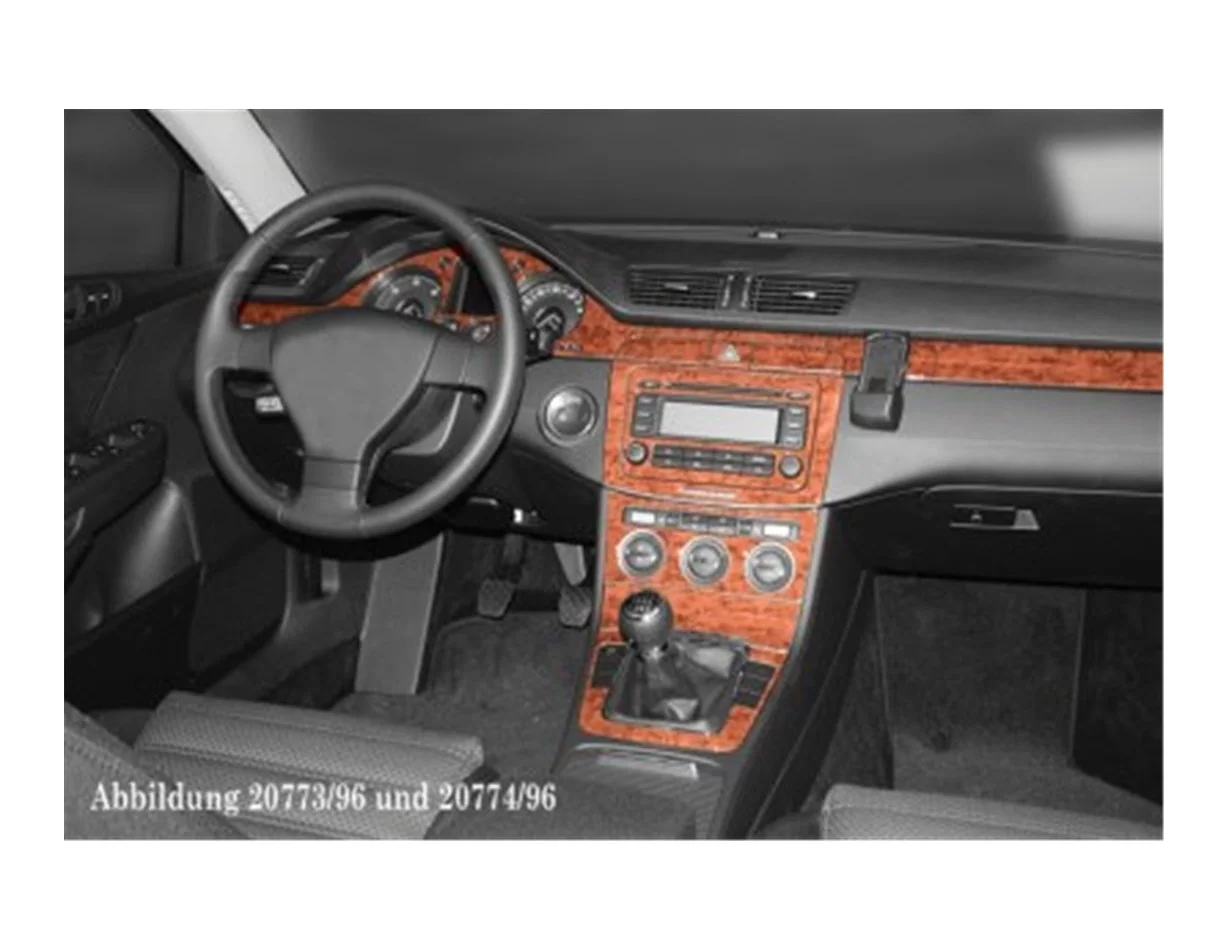 Volkswagen Passat B6 Tacho 02.05 09.10 Kit de garniture de tableau de bord intérieur 3D Dash Trim Dekor 3-Parts - 1