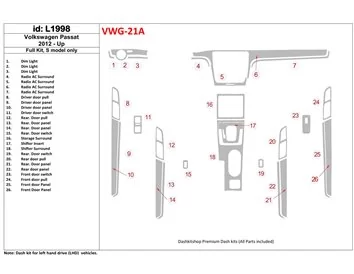 Volkswagen Passat B7 2012-UP Modèle S Intérieur Kit de Décoration de Tableau de Bord BD - 1