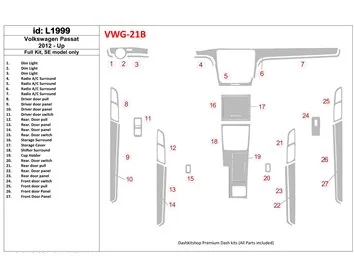 Volkswagen Passat B7 2012-UP SE Model Interieur BD Dash Trim Kit - 1