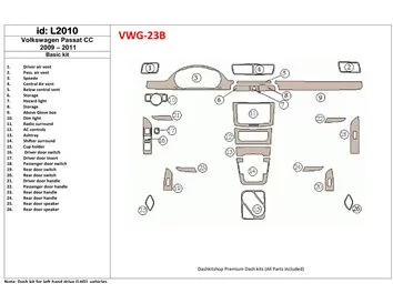 Volkswagen Passat CC 2009-2011 Ensemble de base Intérieur BD Décoration de tableau de bord - 1