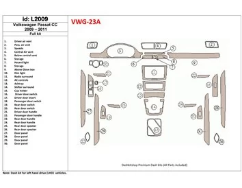 Volkswagen Passat CC 2009-2011 Volledige set Interieur BD Dash Trim Kit - 1