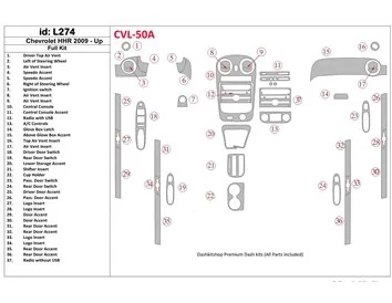 Chevrolet HHR 2009-UP Kit complet de garnitures de tableau de bord intérieur BD - 1