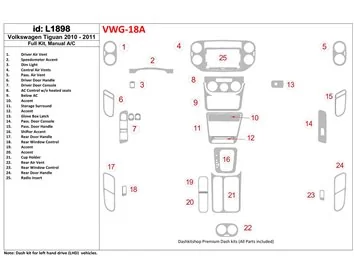Volkswagen Tiguan 2010-UP Ensemble complet, boîte de vitesses manuelle AC Control Interior BD Dash Trim Kit - 1