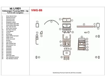 Volkswagen Touareg 2004-UP Ensemble complet, avec kit de garniture de tableau de bord intérieur NAVI BD - 1