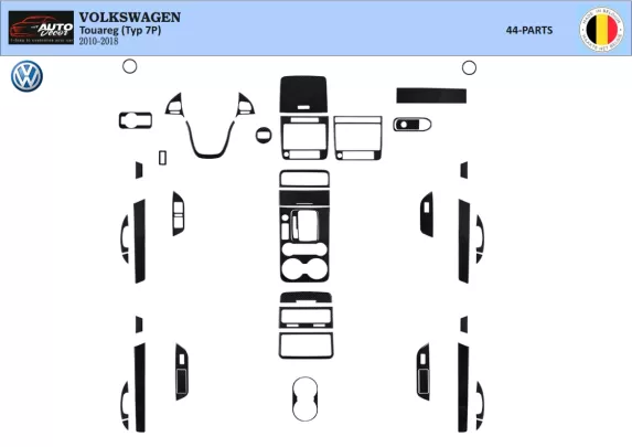 Volkswagen Touareg 2011-2017 Kit de garniture de tableau de bord intérieur 3D Dash Trim Dekor 35-Parts - 1