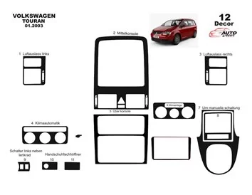 Volkswagen Touran 2010 Inleg dashboard Interieurset aansluitend en pasgemaakt op he 12-Delig - 1