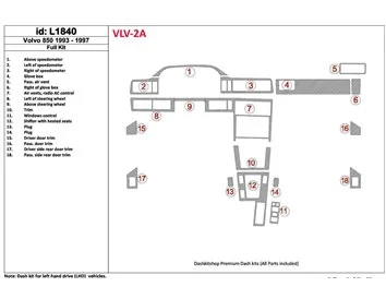 Volvo 850 1993-1997 Kit complet de garnitures de tableau de bord intérieur BD - 1