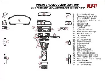 Ensemble de base Volvo Cross Country 2001-2004, avec lecteur de cassette compact, kit de garniture de tableau de bord intérieur 