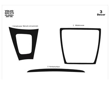 Volvo S 60-V 70 05.05-12.09 Kit de garnitures de tableau de bord intérieur 3D Dash Trim Dekor 3-Parts - 1