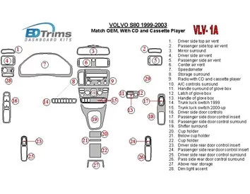 Volvo S80 1999-2003 With CD and Compact Casette audio, OEM Compliance Interior BD Dash Trim Kit - 1 - Interior Dash Trim Kit