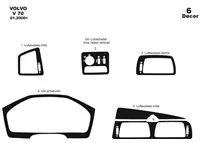 Volvo V 70 01.00-04.05 Kit de garnitures de tableau de bord intérieur 3D Dash Trim Dekor 6-Parts - 2 Volvo V 70 01.00-04.05 Kit de garnitures de tableau de bord intérieur 3D Dash Trim Dekor 6-Parts - 2