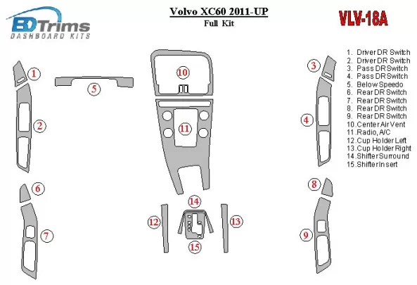Volvo XC60 2011-UP Full Set Interior BD Dash Trim Kit - 1 - Interior Dash Trim Kit Volvo XC60 2011-UP Full Set Interior BD Dash Trim Kit - 1 - Interior Dash Trim Kit