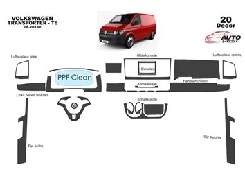 Volkswagen Transporter T6 2016 3D Interior Custom Dash Trim Kit 20-Parts