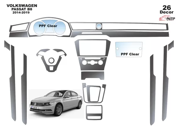 Volkswagen Passat B8 2015-2018 3D Interior Dashboard Trim Kit Dash Trim Dekor 26-Parts - 1 - Interior Dash Trim Kit Volkswagen Passat B8 2015-2018 3D Interior Dashboard Trim Kit Dash Trim Dekor 26-Parts - 1 - Interior Dash Trim Kit