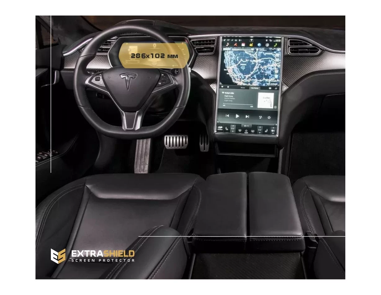 Tesla Model S 2012 - Present Digital Speedometer 12,3" ExtraShield Screeen Protector - 1