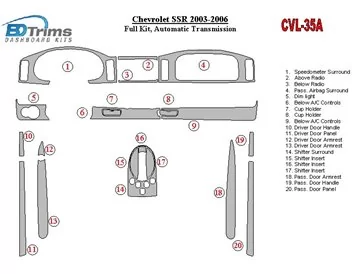 Chevrolet SSR 2003-2006 Ensemble complet de garnitures de tableau de bord intérieur BD - 1