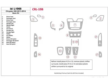 Chrysler 200 2011-UP Kit de garniture de tableau de bord intérieur BD de base - 1