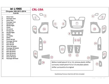 Chrysler 200 2011-UP Kit de garniture de tableau de bord intérieur BD complet - 1