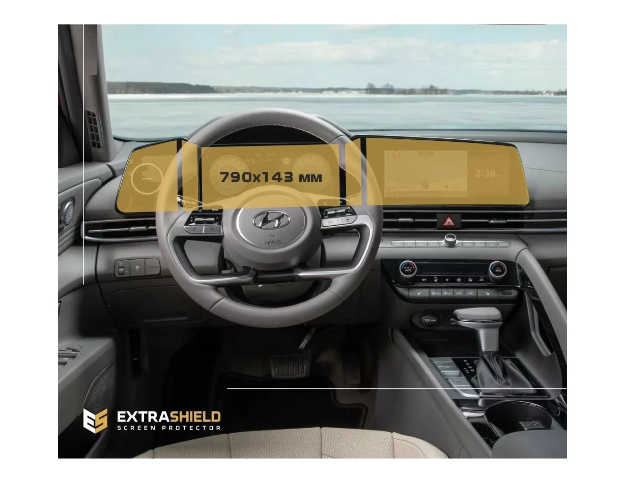 Hyundai Elantra 2020 - Present Multifunctional system 10,25" ExtraShield Screeen Protector - 1 - Interior Dash Trim Kit